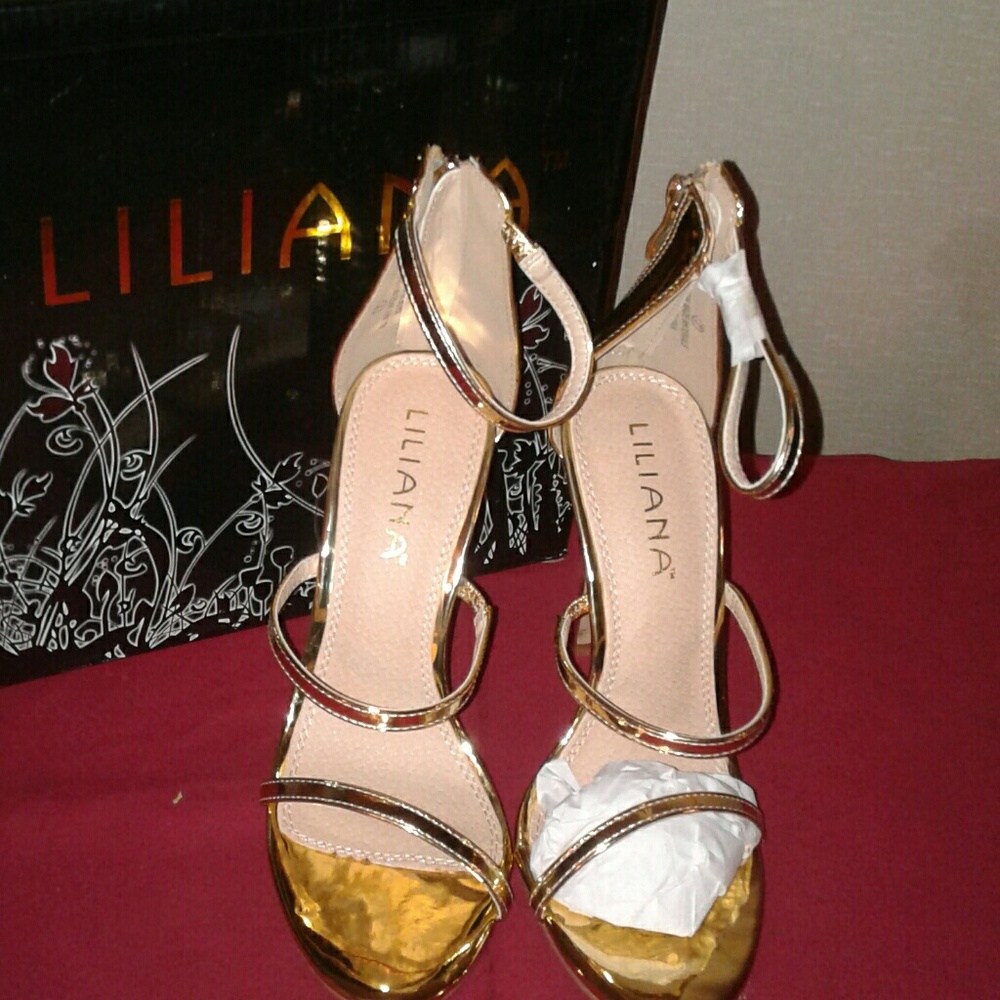 Gold Strappy Heels